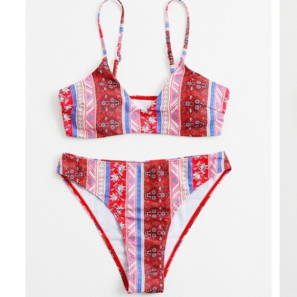 NEW Ditsy Flower Patchwork  Bikini Swimsuit set - M - Picture 2 of 10